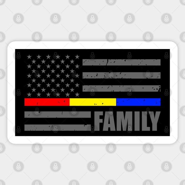 911 Dispatcher Flag - Thin Blue Line - Thin Red Line - Thin Gold Line Sticker by bluelinemotivation